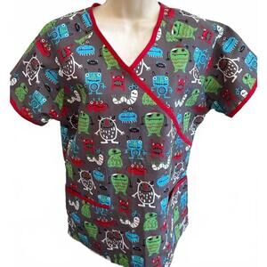 UA SCRUBS WOMENS WCRUB TOP MEDIUM WILD THINGS‎ GRAY